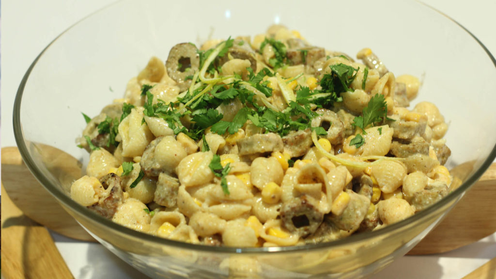 Sweet Corn Pasta Salad Recipe | Tarka