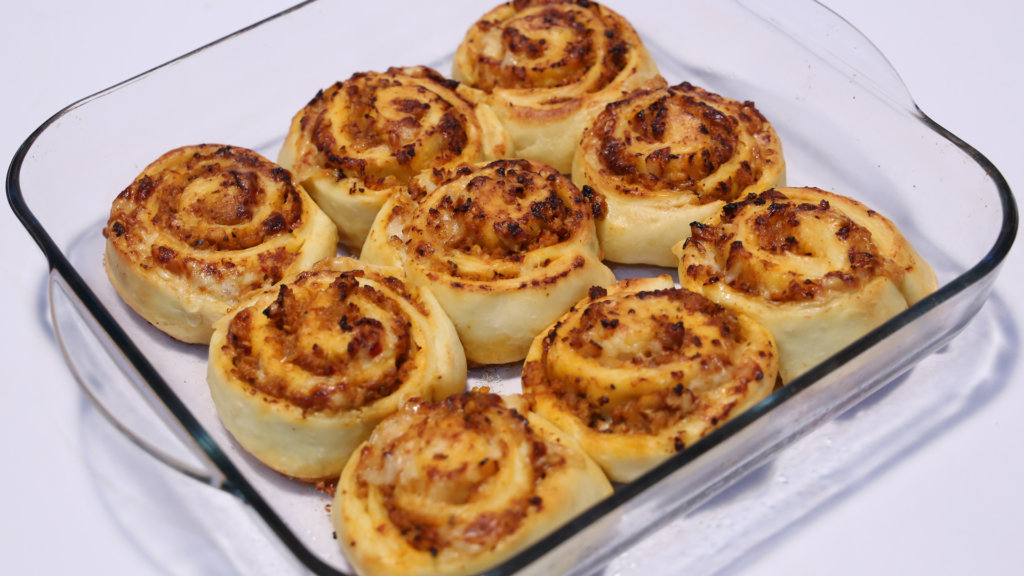 Savoury Chicken and Cheese Swirls Recipe | Lazzat