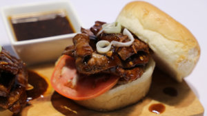 Sticky Crispy Beef Burger Recipe | Dawat