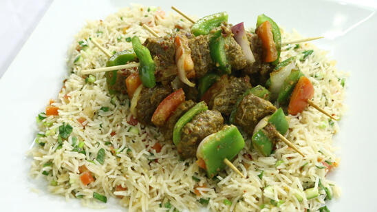 Beef Shashlik with Dhuwa Rice Recipe | Flame On Hai