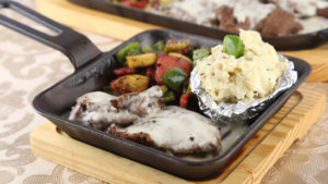 Sizzling Pepper Steaks with Cheese Sauce Recipe | Lazzat