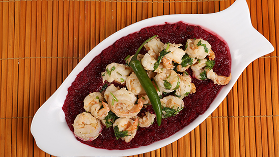 Prawns With Beetroot Sauce Recipe | Food Diaries