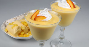 Cream Peach Pudding Recipe | Lazzat