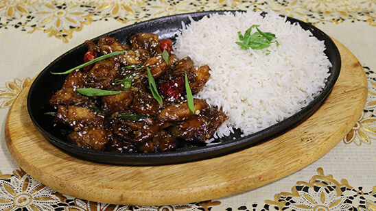 Mongolian Chicken With Rice Recipe | Flame On Hai