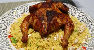 Roasted Chicken With Cashew Rice Recipe | Masala Mornings